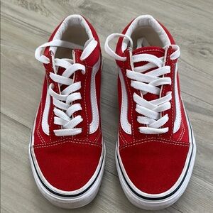 Red and White Van old skool lowpro shoes Sz 4 men